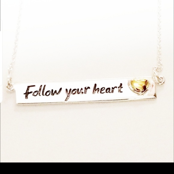 Jewelry - Sterling Silver "Follow Your Heart" Bar Necklace